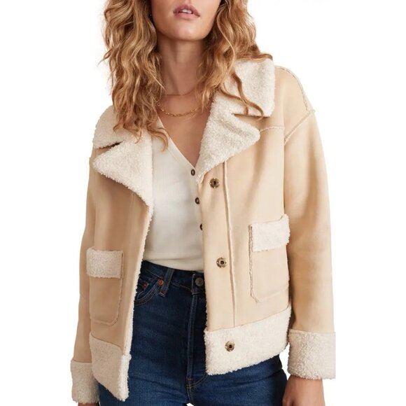 Marine Layer Jackets & Blazers - Marine Layer Quebec Sherpa Jacket XS Faux Suede Faux Shearling 70s Yellowstone